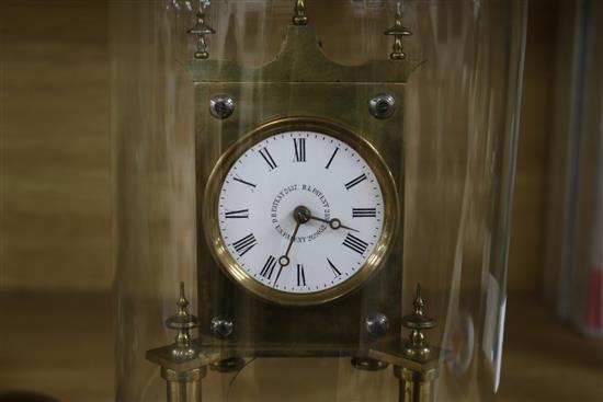 An American brass 400 day clock, glass dome height 29cm